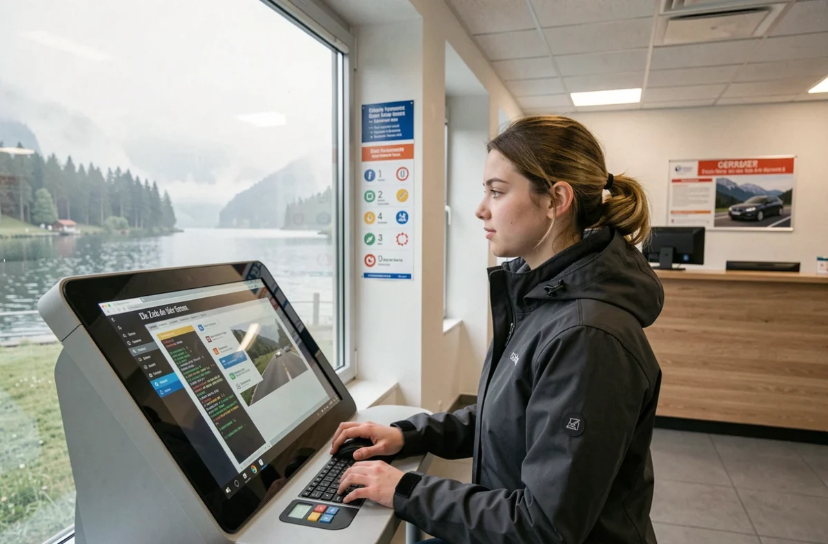 Élève passant le code de la route sur un simulateur à l'auto-école LAC de Gérardmer