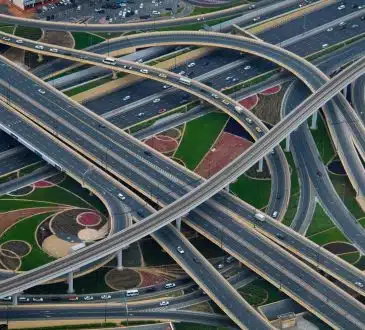 aerial photography of gray concrete roads