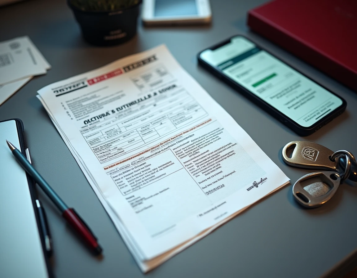 Documents administratifs carte grise et certificat de conformité Honda CB 900 sur un bureau
