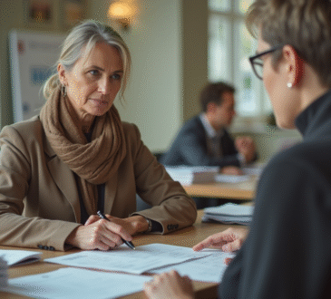 Femme d'âge moyen au bureau administratif français