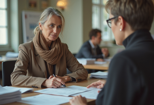 Femme d'âge moyen au bureau administratif français