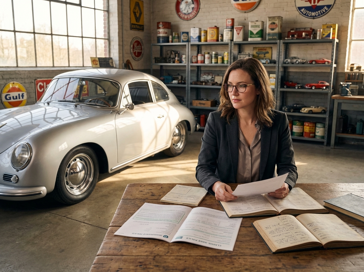 Femme examinant documents d