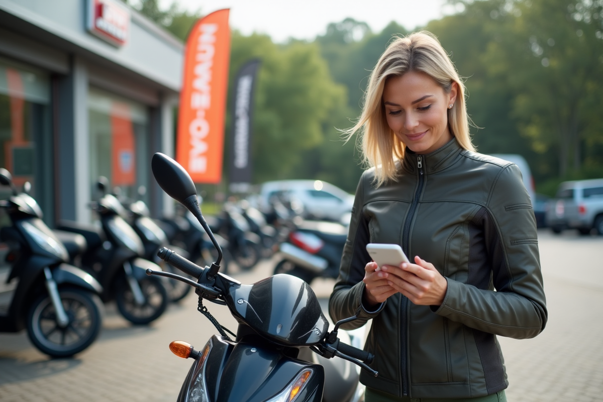 Femme regardant documents près d