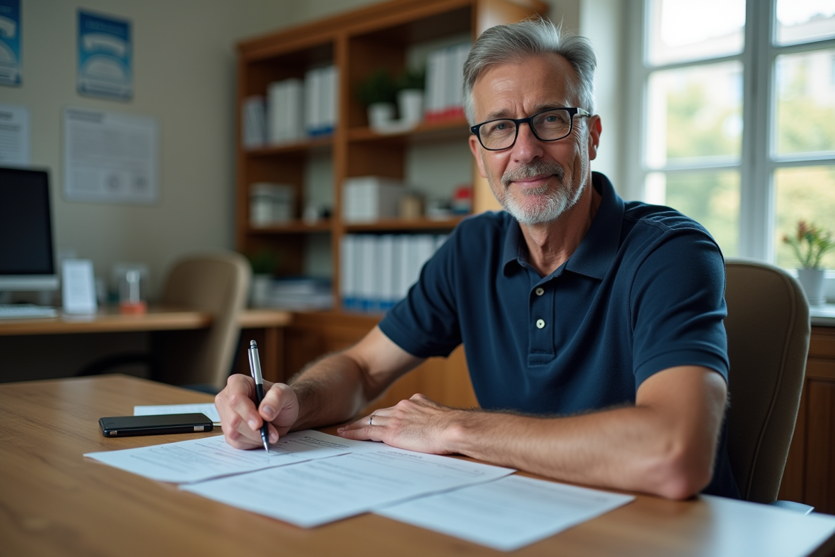 Homme remplissant formulaire pour permis de conduire