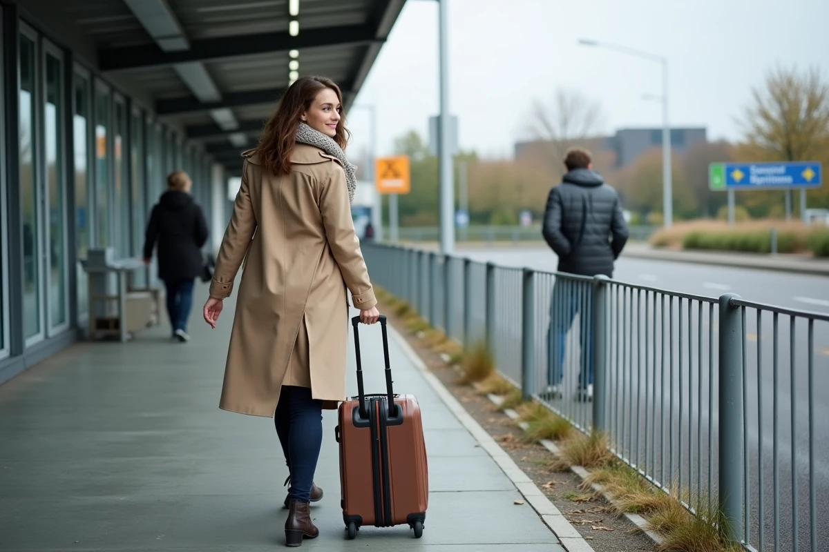 Jeune femme souriante accueillant un conducteur au parking de Vinci