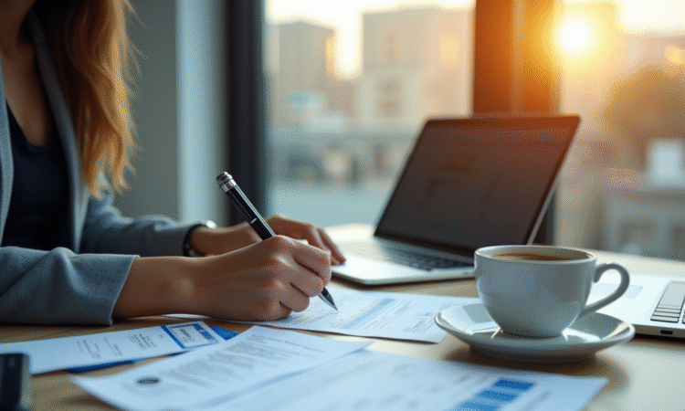 Personne remplissant une demande d'immatriculation véhicule au bureau